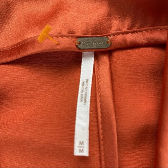 Free People Satin Silk Viscose Orange Rust Tailored Long Blazer Jacket Sz Medium - Picture 4 of 13